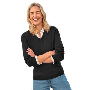 WoolOvers Womens/Ladies Cashmere V Neck Sweater / Black